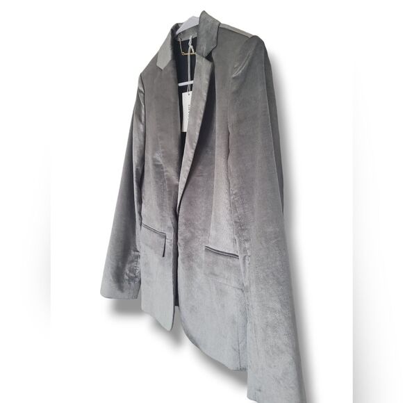 NWT FRAME Classic Blazer in Grey Velvet Sz 4 - Picture 7 of 16
